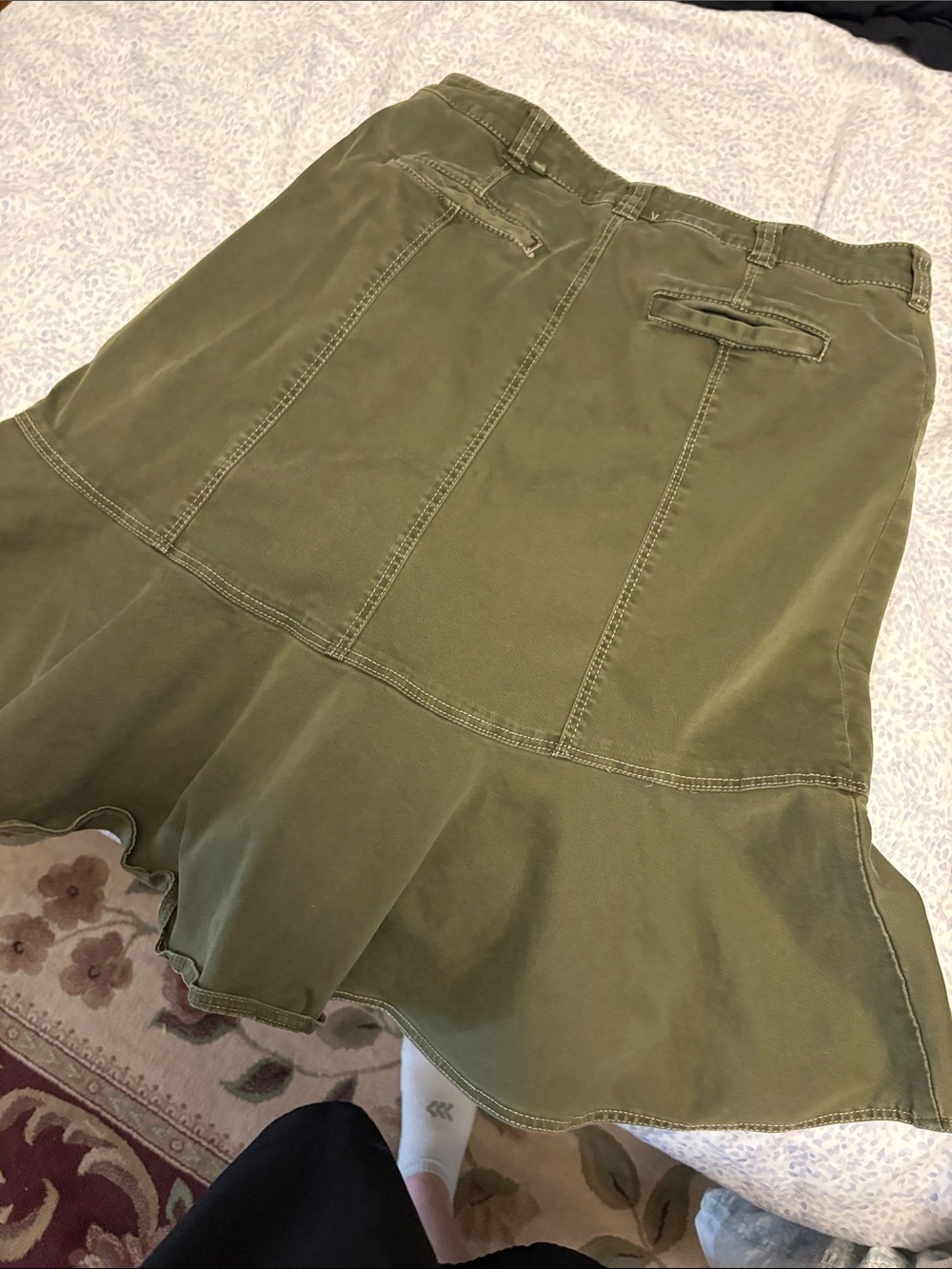 Maeve by Anthropologie Olive Green Utility Ruffle Hem Skirt Size 6 - Picture 5 of 5